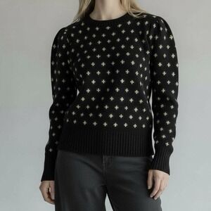 Vintage USA Cambridge Dry Goods Co. Size M Fits Small Black White Puff Shoulder